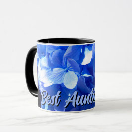 Taza Elegantes hortensias florales azules mejor tía de 