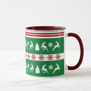 Taza Elegantes líneas de copos de nieve para renos