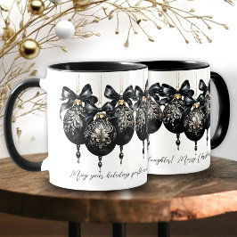 Taza Elegantes Navidades de oro negro en baubles de luj