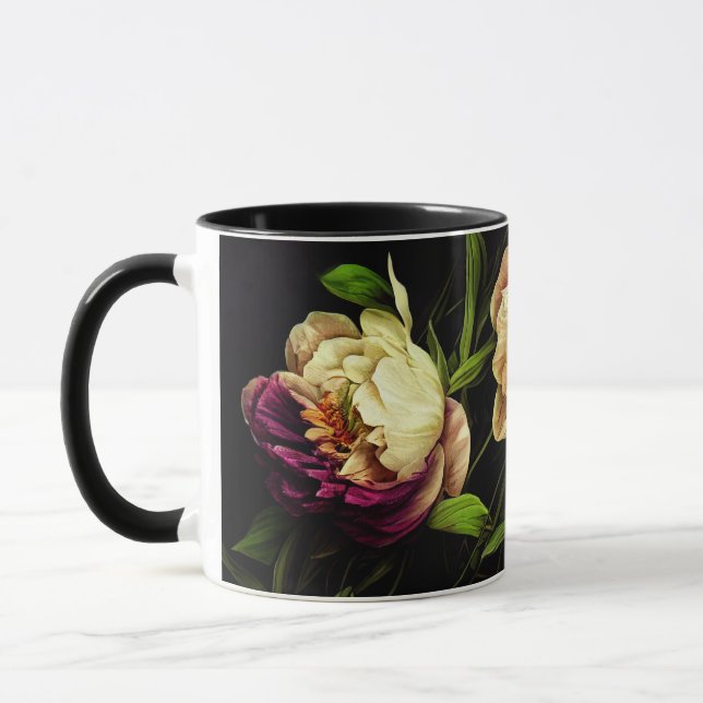 Taza Elegantes Peonies y Rosas Coffee Mug (Izquierda)