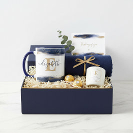 Taza Elegantes pinceles azules y dorados personalizados