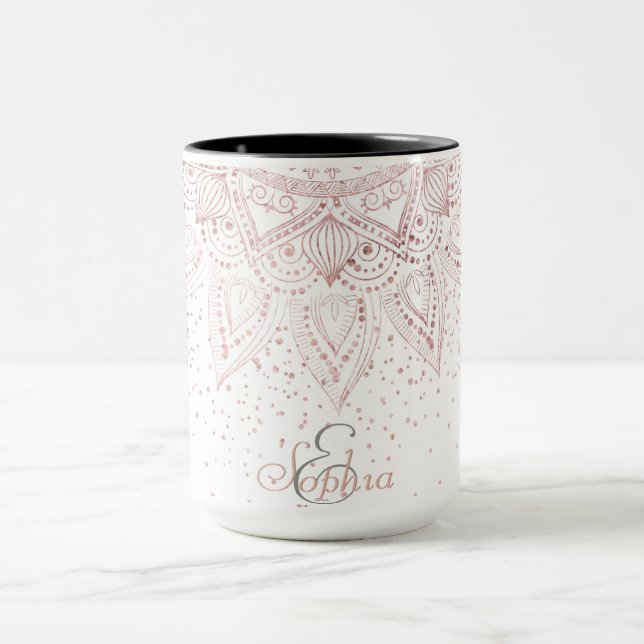 Taza Elegantes puntos de oro Rosa Mandala (Centro)
