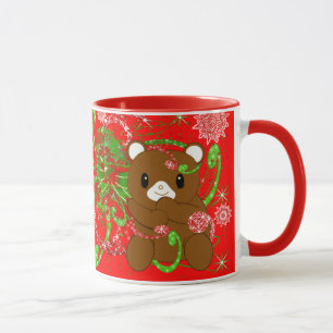 Taza Elegir el color de fondo -Feliz oso navideño