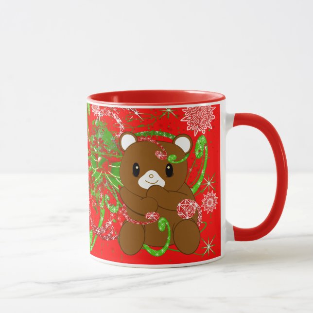 Taza Elegir el color de fondo -Feliz oso navideño (Derecha)