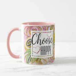 Taza Elegir Rosa feliz Purpurina de oro Floral