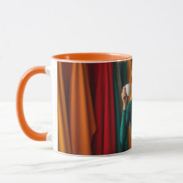 Taza Elegir una tela con café en la mano 2
