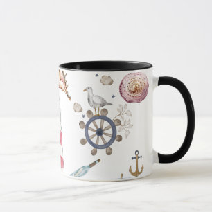 Taza Elementos náuticos de acuarela Marinero