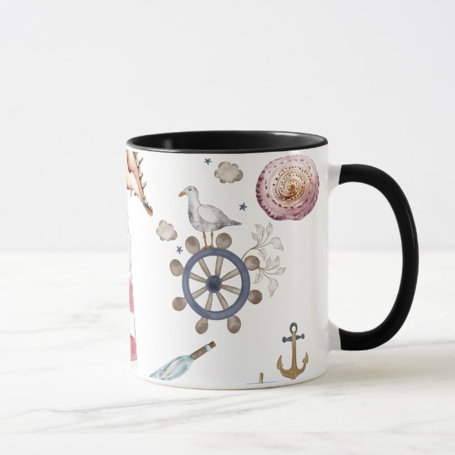 Taza Elementos náuticos de acuarela Marinero (Derecha)