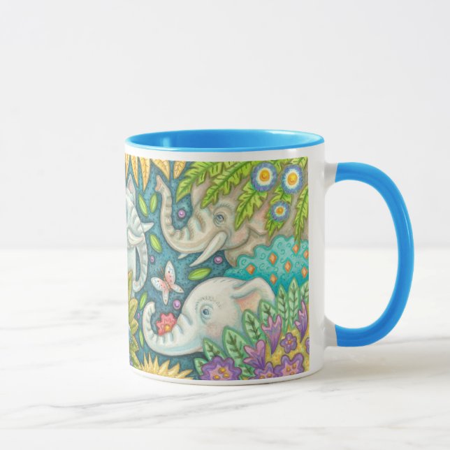 Taza Elephant's Garden Folk Art RHandle Mug Susan Brack (Derecha)