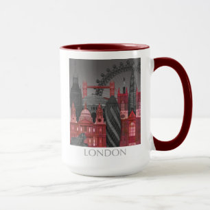 Taza Elevaciones de Londres por la noche - Rojo