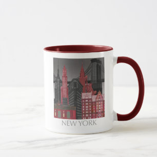Taza Elevaciones de Nueva York de noche - Rojo