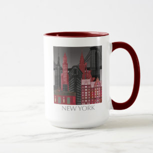 Taza Elevaciones de Nueva York de noche - Rojo