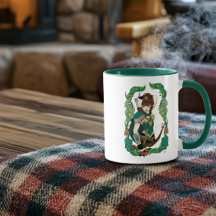 Taza Elfa Arquera del Bosque Encantado de Fantasía Verd