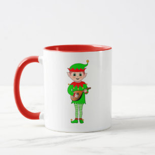 Taza Elfo musical y monograma de Navidad