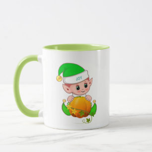 Taza Elfo verde lindo con calabaza