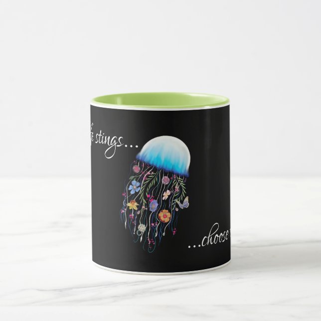 Taza Elige florecer el estímulo de las medusas florales (Centro)