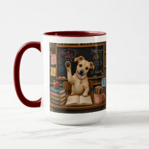 Taza ¡Elígeme! Perro Escolar Adorable Levantando la Pat