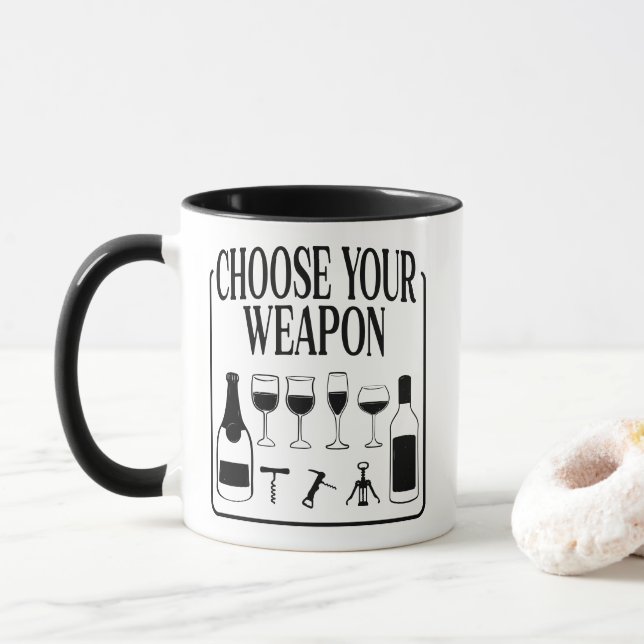 Taza Elija su arma divertida Wine Lover Drinker (Con donut)