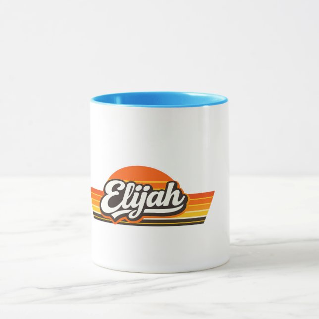 Taza Elijah Retro Sunset Name Design (Centro)
