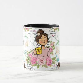 Taza Elijo Presencia Patrón Floral Mamá Consciente