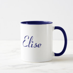 Taza Elise Nombre Mug Bonito azul y blanco