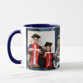 Taza Élite BLEU-Mármol y Oro Personalizado de Graduació