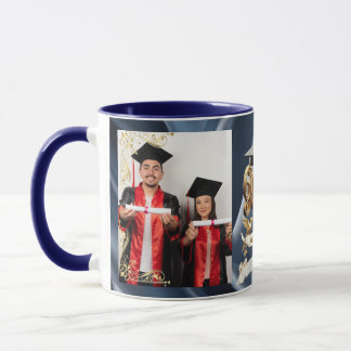 Taza Élite BLEU-Mármol y Oro Personalizado de Graduació