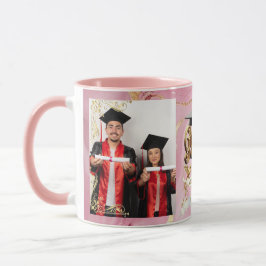 Taza Elite Rosa-Mármol y Oro Personalizado de Graduació