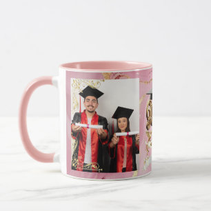 Taza Elite Rosa-Mármol y Oro Personalizado de Graduació