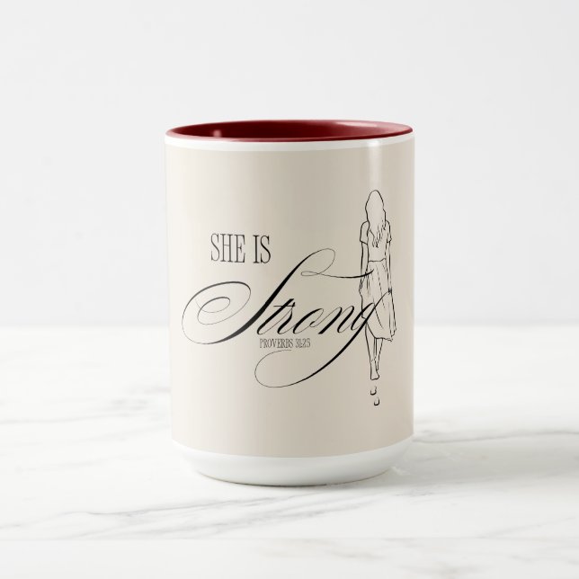 Taza Ella es fuerte Proverbios 31:25 (Centro)