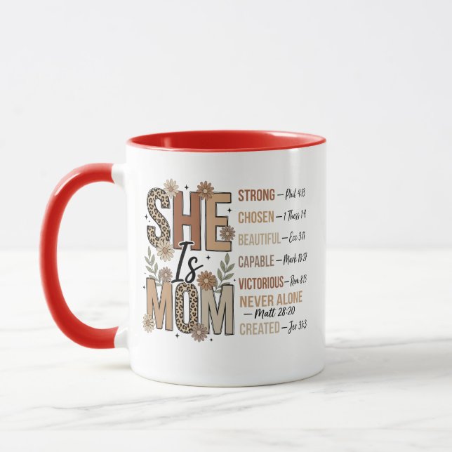 Taza Ella Es Mamá | Regalo Floral de Estampado de  (Izquierda)