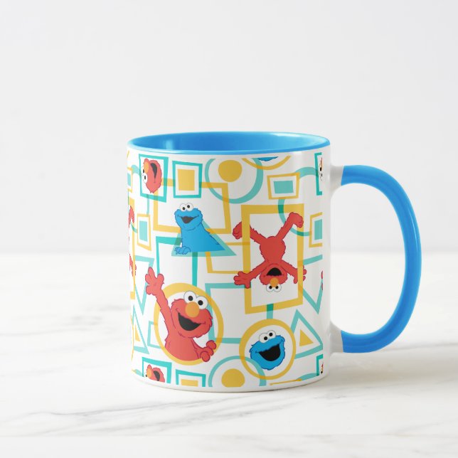 Taza Elmo & Cookie Monster Patrones Divertidos de Forma (Derecha)
