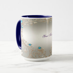 Taza Embelleciendo la cola de las piedras azules de oro