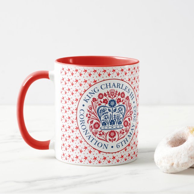 Taza Emblema de coronación del rey Carlos III (Con donut)