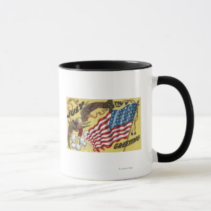 Taza Emblema de Eagle que sostiene los fuegos