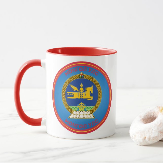 Taza Emblema del Patrimonio de Mongolia (Con donut)