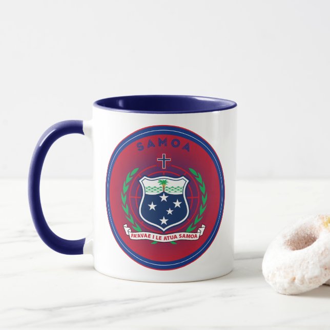 Taza Emblema del Patrimonio de Samoa (Con donut)