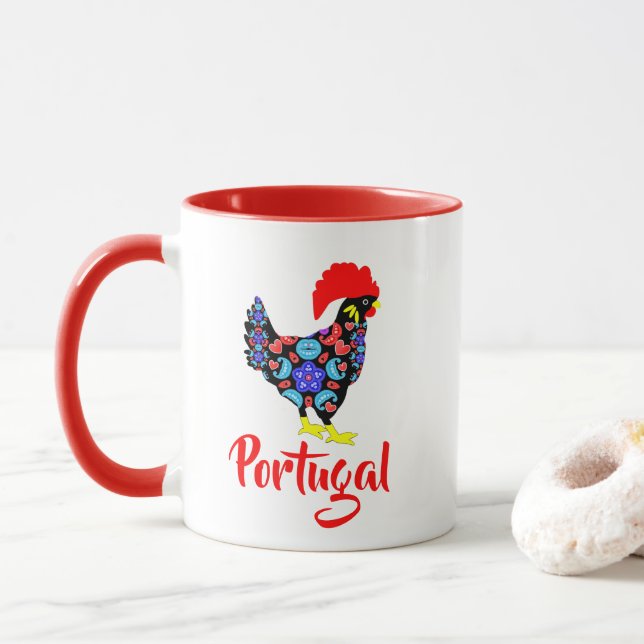 Taza Emblema nacional portugués Barcelos Rooster (Con donut)