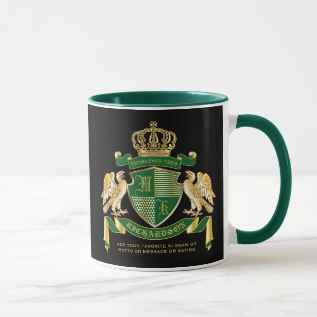 Taza Emblema personalizado de águila dorada verde de es (Derecha)