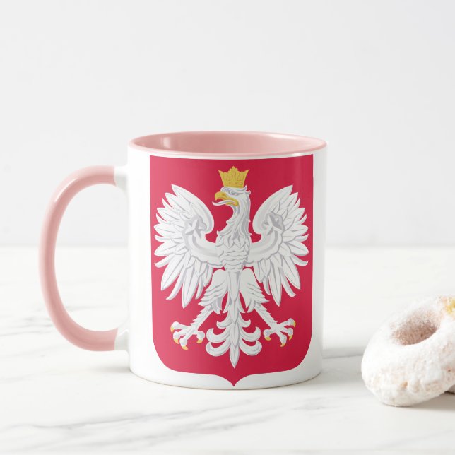 Taza Emblema polaco - Escudo de Polonia - Polska Herb P (Con donut)