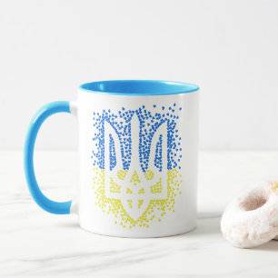 Taza Emblema ucraniano trident tryzub esparce corazones