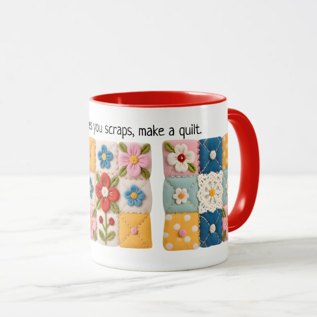 Taza Embroidered Flowers Patchwork Quilt Mug (Anverso derecho)