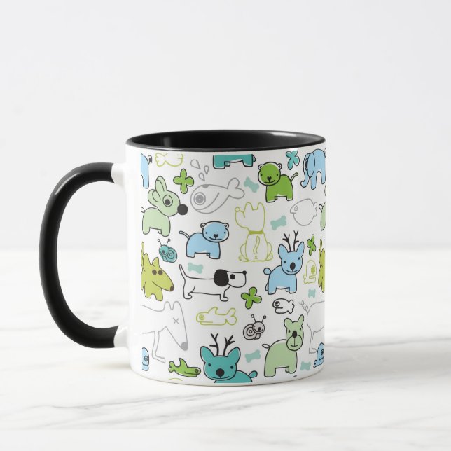 Taza embroma el modelo animal del fondo (Izquierda)