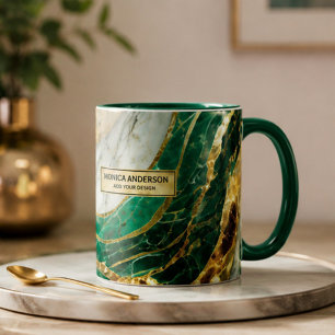 Taza Emerald Green Gold Marble Metallic Luxury Geode