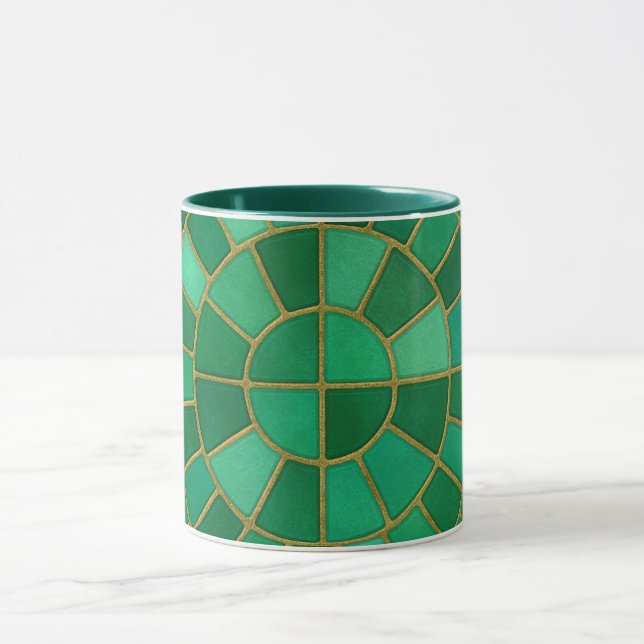 Taza Emerald Mosaic Circle Pattern Art (Centro)