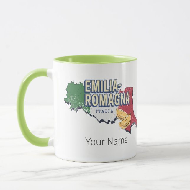 Taza Emilia Romagna Bandera Italia Región Retro Mapa de (Izquierda)