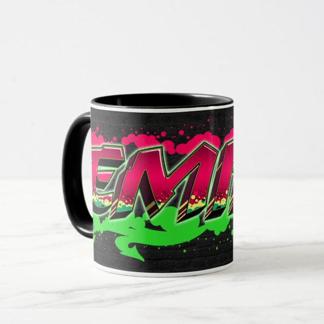 Taza Emily Vorname Name Graffiti red green Tasse (Anverso izquierdo)