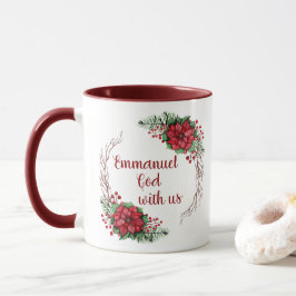Taza Emmanuel Dios está con nosotros Poinsettia