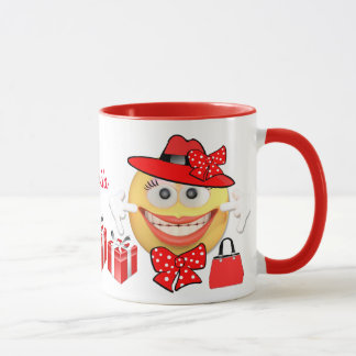 Taza Emoji de compra de texto Personalizado personaliza