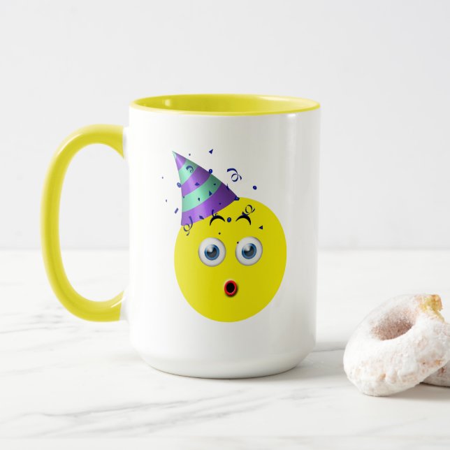 Taza Emoji del cumpleaños (Con donut)
